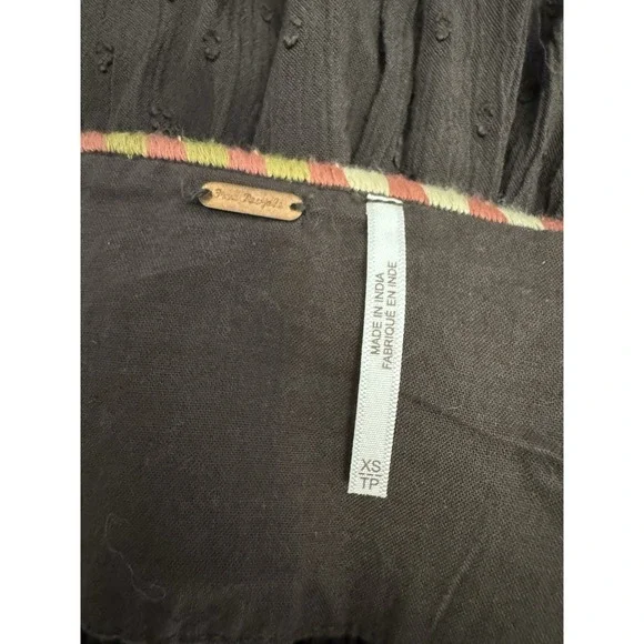 Free People Day Glow Embroidered Mini Dress Bitter Olive Brown XS Boho festival - Picture 5 of 7